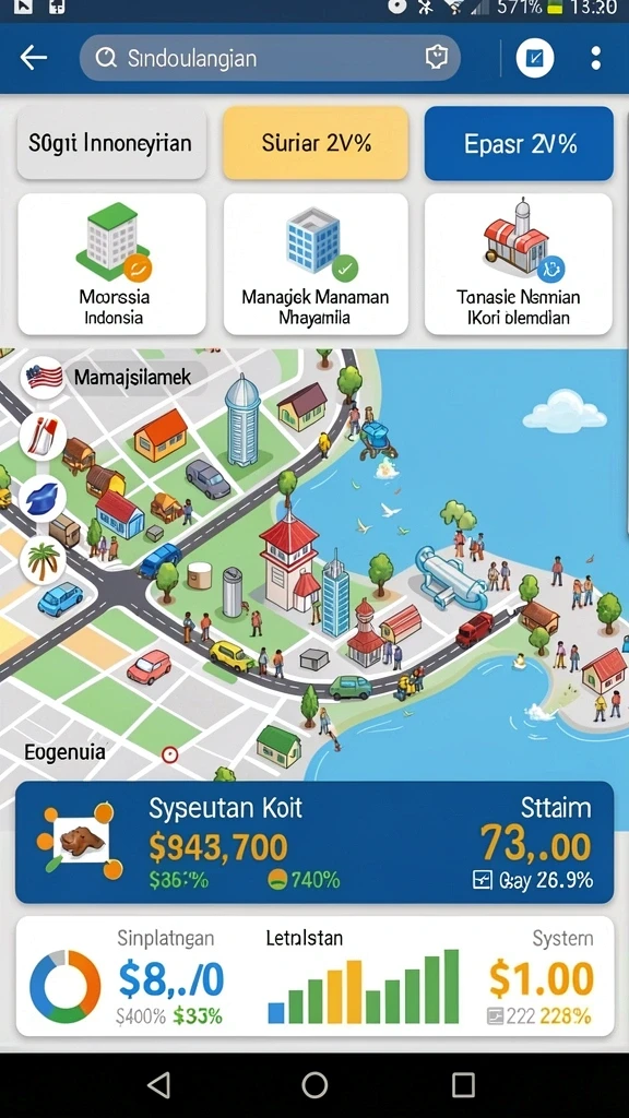Pemandangan dunia yang mengesankan di atas layar.